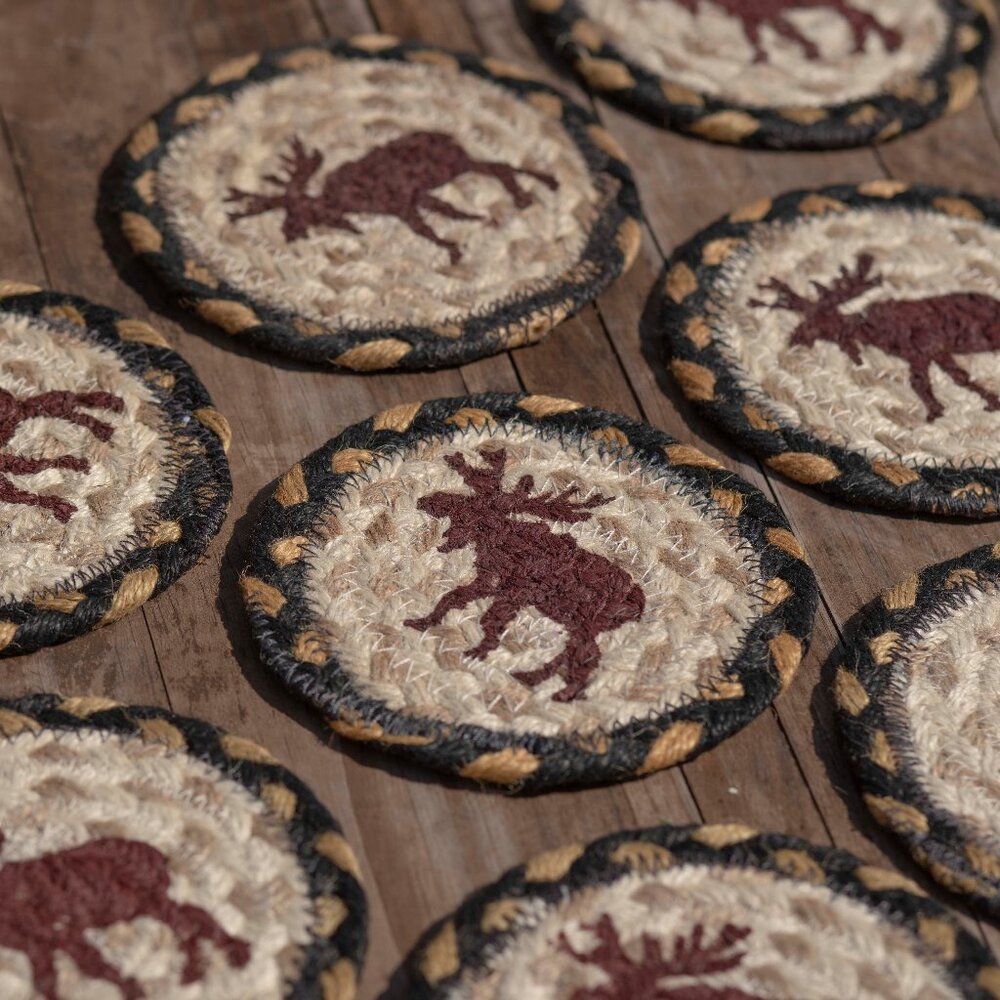 Set of EIGHT Large Cozy Coasters | Thick Fabric Woven Stitched | Kitchen Drink